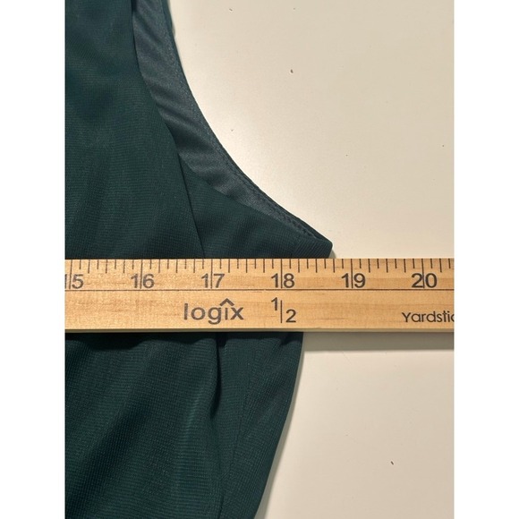 Women's Size 14 Hunter Green Sleeveless Lace Waist Midi Dress Wedding Guest - Picture 8 of 12